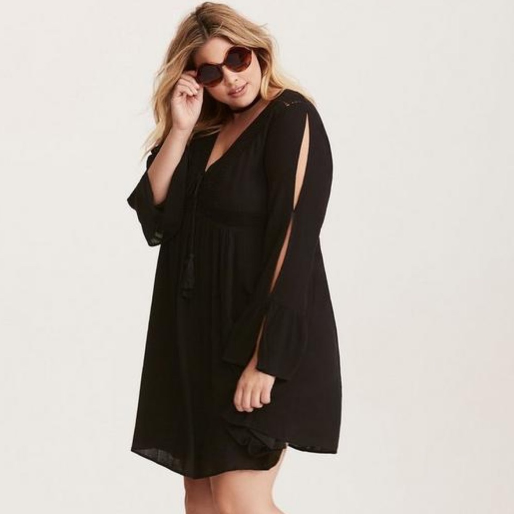 Mini Gauze Lace-Up Skater Dress
